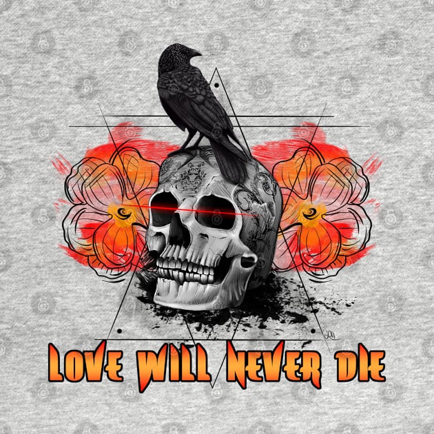 Love Will Never Die Skull and Crow by ilhnklv